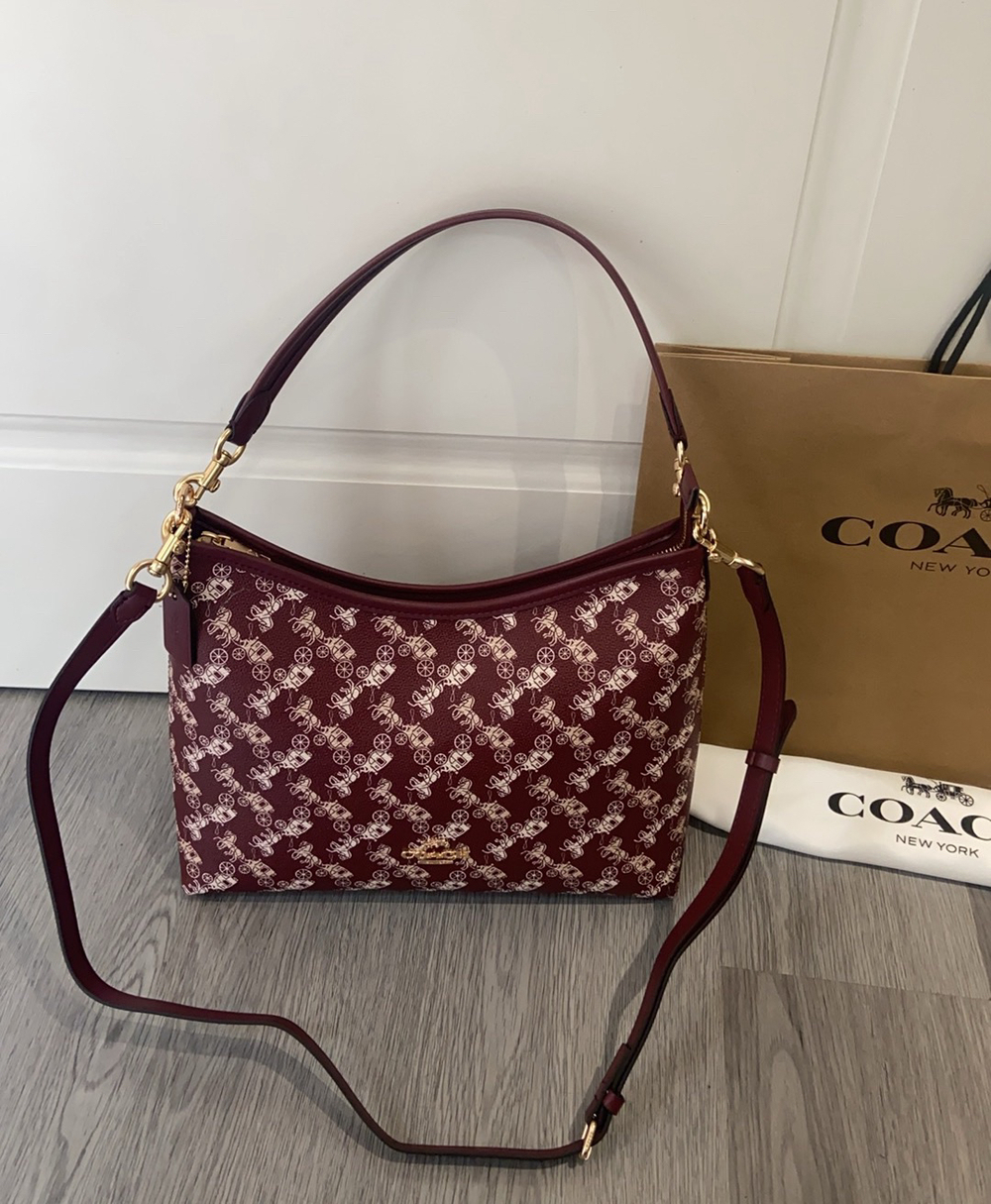 Coach Burgundy Classic Carriage Monogram Underarm Bag - Picture 3 of 9